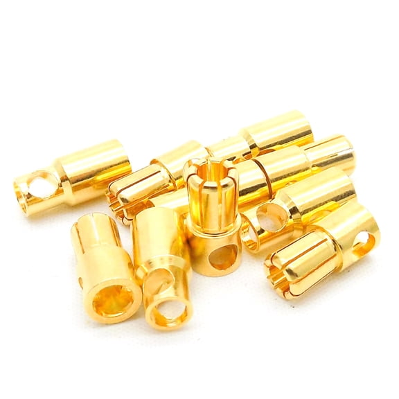 10pcs 6mm Bullet Connectors / Banana Plug 150A Rated (5x Male / 5x Female)