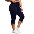 thumbnail image 2 of BUIGTTKLOP Capri Leggings for Women Plus Size Elastic Waist Cropped Yoga Pants Side Drawstring Butt Lifting Stretcht Pull on Summer Capris, 2 of 8