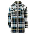 thumbnail image 4 of Patlollav Womens Plaid Color Block Jacket Buttons Down Collar Shirts Loose Plus Size Flannel Jacket, 4 of 6