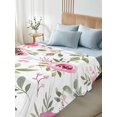 thumbnail image 5 of Twin Flat Sheet 66"x96", Pink Roses Soft Lightweight Bedding Flat Sheets Only, Romantic Flowers Leaves Vintage Country Brushed Microfiber Top Bed Sheet, Breathable StainResistant Bedsheets, 5 of 9