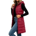thumbnail image 2 of Caywon Women's Outerwear Vests, Hooded Quilted Longline Sleeveless Padded Zip Front with Pockets, Warm Lightweight Winter Casual Daily Wear for Women, 2 of 8