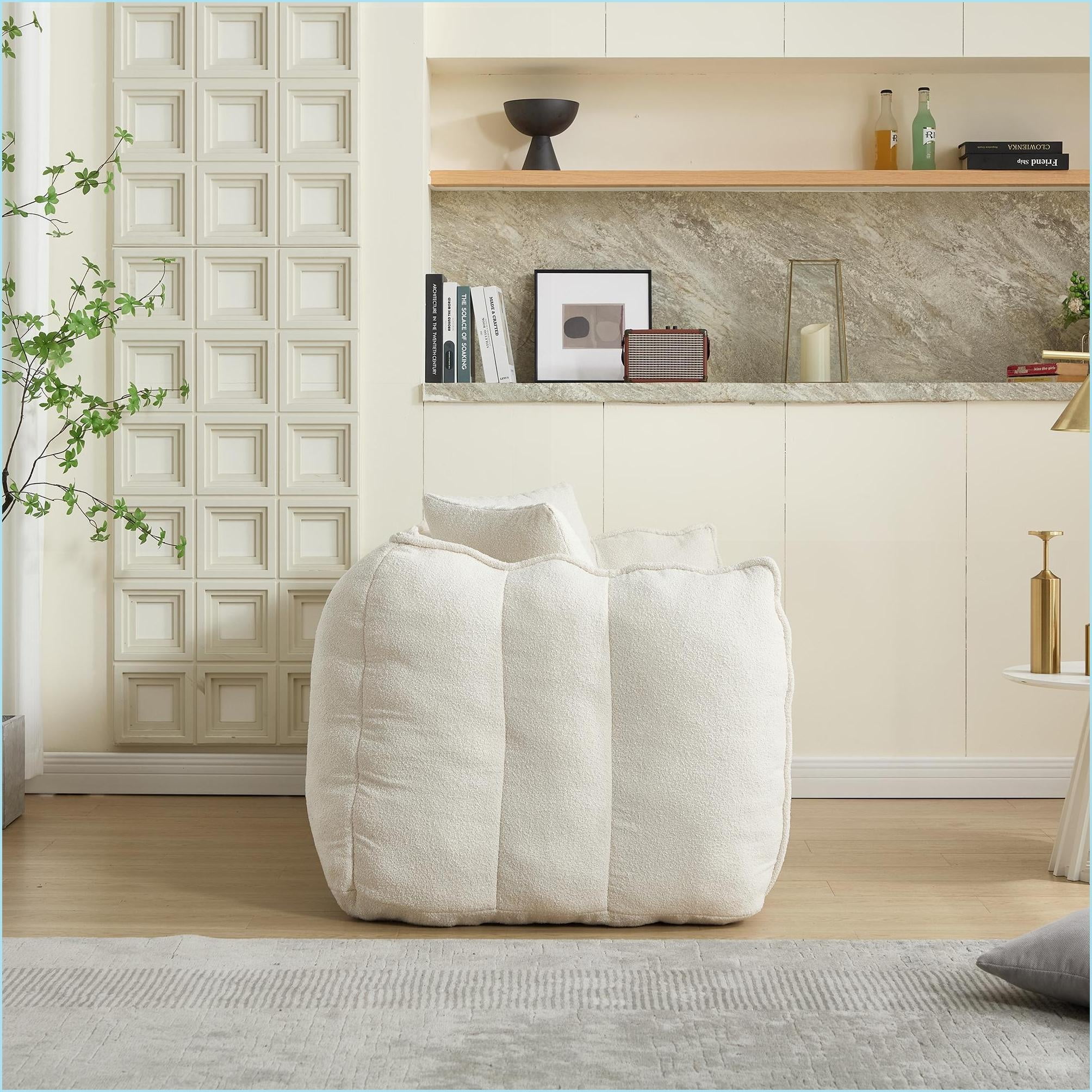 2-Person Soft Bean Bag Chair with High-Resilience Foam – Ideal for Family & Adults | Chenille | Square