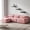 Pink, variant on Homy Casa 114" Modern Fluffy Plush Fabric Sofa with Pillows, Comfortable & Stylish Couch for Living Room & Bedroom, 3-Tier Floating Wall Shelves included, No Assembly Required Bottom, Grey