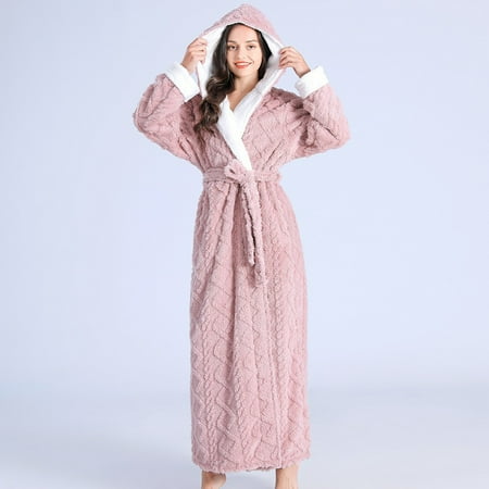 

Haykey Bathrobe for Women Winter Warm Nightgown Couple Bathrobe Men and Women Autumn and Winter Nightgown