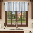 thumbnail image 6 of Blue Grey Stripes Curtain Valances for Windows, Kitchen Valance Window Treatments Panel 2 Pack, Simple Striped Lines Minimalist Modern Rod Pocket Short Curtains for Bathroom Bedroom 42 x 12 Inch, 6 of 8