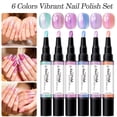 thumbnail image 4 of 6 Colors Nail Polish Pen Set, Pearl Shimmer Nail Polish Pens, Water Based Nail Art Polish, Quick Dry Nail Paint Markers with Brush Tip for DIY Home Manicure, No UV Lamp Needed, 4 of 9