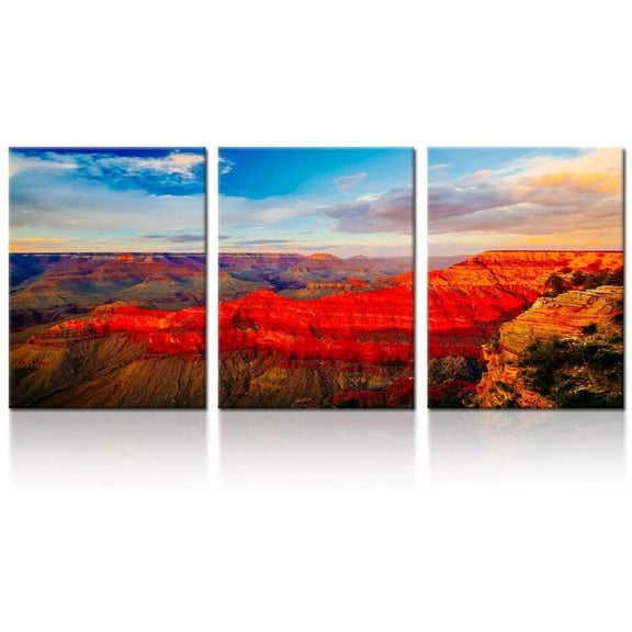 iK Canvs - 3 Piece Canvas Prints Grand Canyon National Park Arizona Wall Art USA Famous Place Sunset Landscape Pictures Modern Home Decor(only canvas)