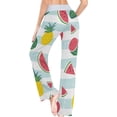 thumbnail image 5 of Women's Watermelon Pineapple Stripe Pajama Pants, Casual Pajama Bottoms Lounge Pants Wide Leg, 5 of 7