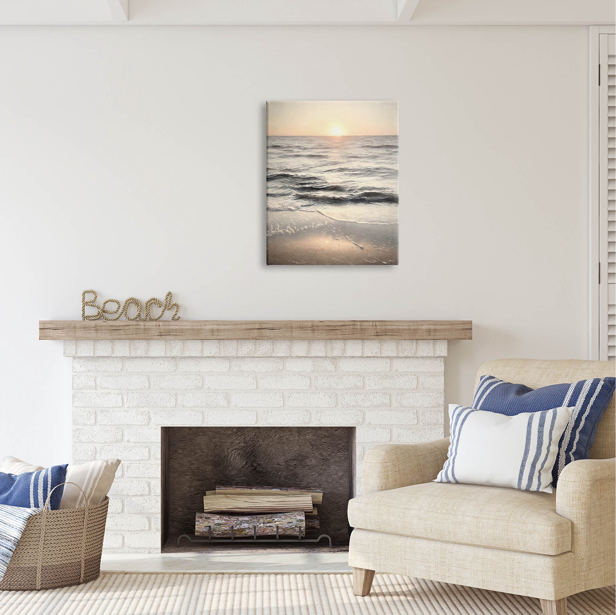 Stupell Industries Silver & Gold Sunset Photography Coastal Photography Gallery Wrapped Canvas Print Wall Art
