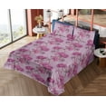 thumbnail image 4 of Ambesonne Rose Pattern Fitted & Flat Sheet with Shams 4 Pcs Set, Floral Romantic Art, Full, Dark Magenta Pale Lilac, 4 of 5