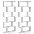 thumbnail image 1 of Patiojoy 2 PCS 6-Tier S-Shaped Wooden Bookshelf Storage Bookcase Multifunctional  Display Stand Shelf White, 1 of 9