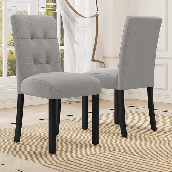 Nmkwnr Pack of 4 Modern Linen Upholstered Dining Chair with Wood Frame, Armless Side Chair for Kitchen, Dining Room, Bedroom, Gray