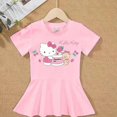 thumbnail image 4 of Hello Kitty-vestido de algodón con dibujos animados para niña, falda de princesa de manga corta con cuello redondo y estampado a la moda, color sólido, 4 of 5