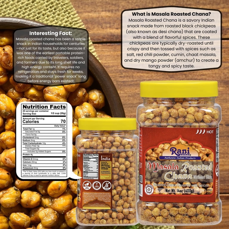 Rani Roasted Chana (Chickpeas) Masala Flavor 14oz (400g) PET Jar