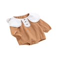 thumbnail image 2 of Autumn Baby Girls Cute Rompers Ruffles Collar Long Sleeve Solid Color Button Jumpsuits Clothes Black 6-12 Months, 2 of 7