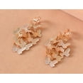 thumbnail image 2 of Clip on 2 1/4" textured gold dangle cluster butterfly earrings, 2 of 4