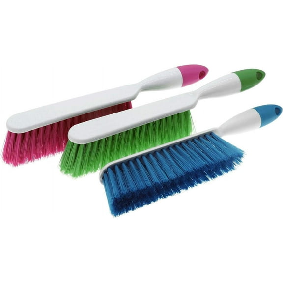 3 Pack Soft Bristle Counter Duster Brushes, Hand Broom for Cleaning Bed Couch Car Furniture Clothes Garden Debris