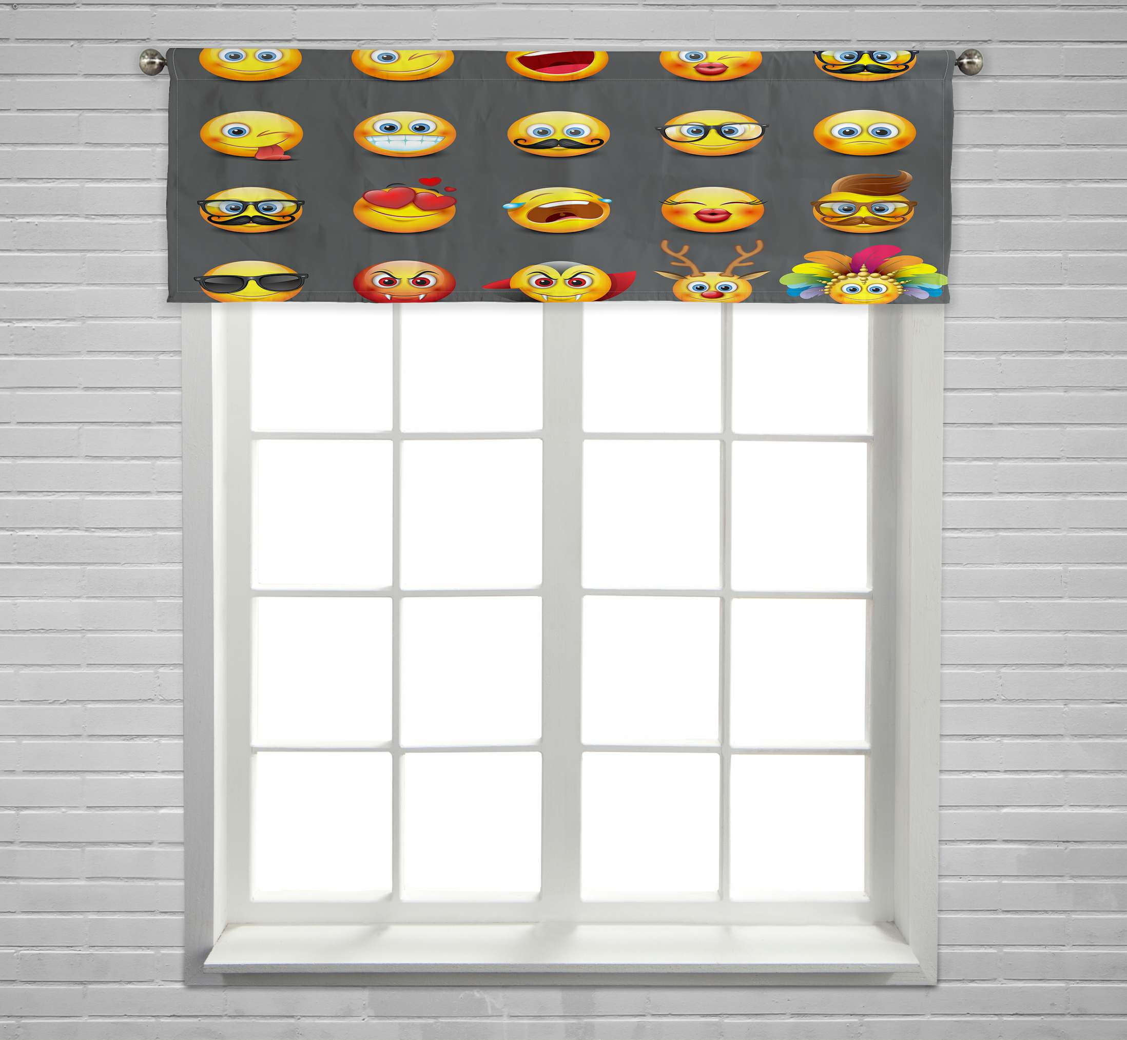 ECZJNT Cute emoticons set emoji smiley Window Curtain Valance Rod