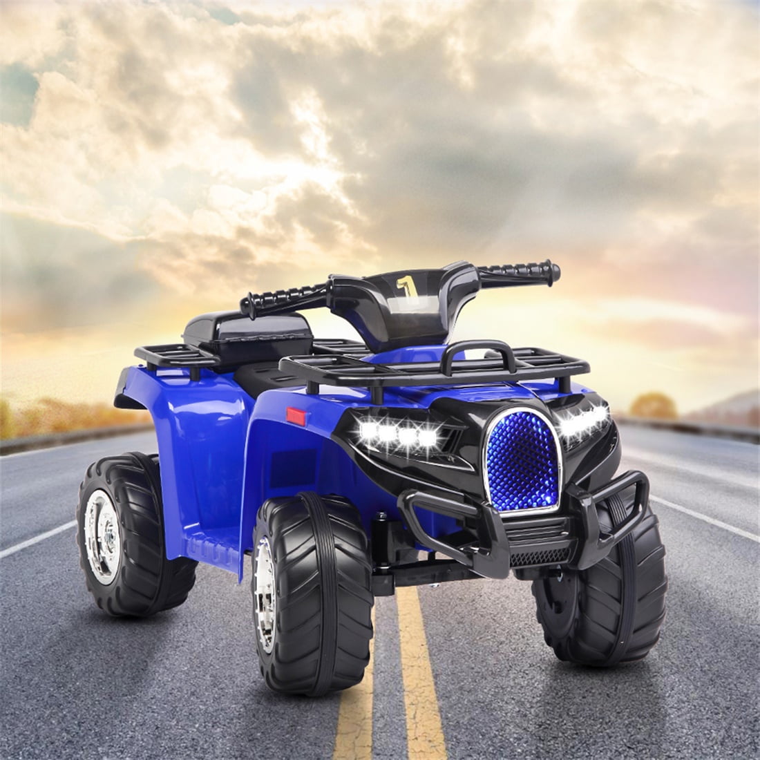 Private Jungle Blue 6 V ATV Car Powered Ride-On with Led Lights and Horn