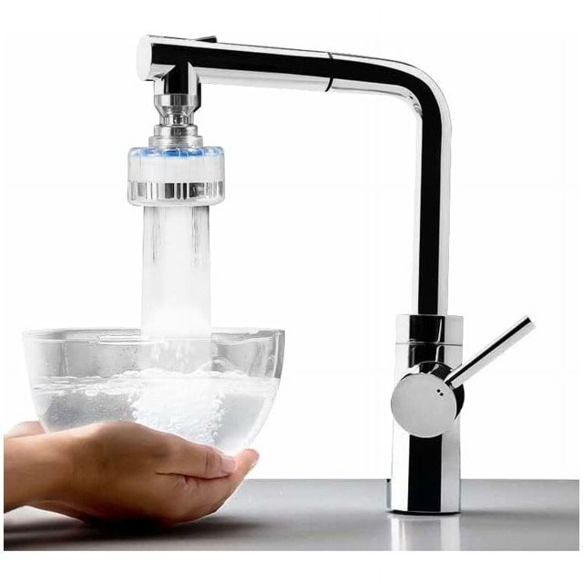 Filtro de Agua para Grifo de Cocina, Purificador de Ahorro de Agua Anti-Cal Anti-Salpicaduras, Giratorio 360° Universal 7*5.5cm,