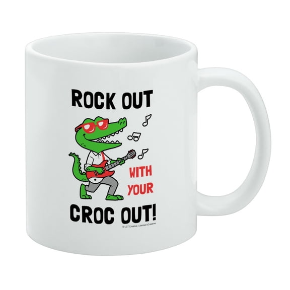 Rock Out with Your Croc Out Crocodile Roll Funny Humor White Mug