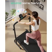 UP PAD Motorless Treadmills with Dual Flywheel & Fixed Incline, LCD Monitor, Non-Slip Belt, Compact Foldable Design for Walking/Jogging