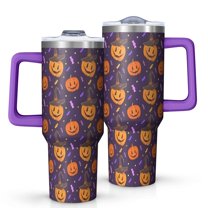Pumpkin Hat Halloween Pattern Tumbler with Handle and Lid,40oz Double Wall Vacuum Insulated Tumbler,Cups Gift for Women and Men