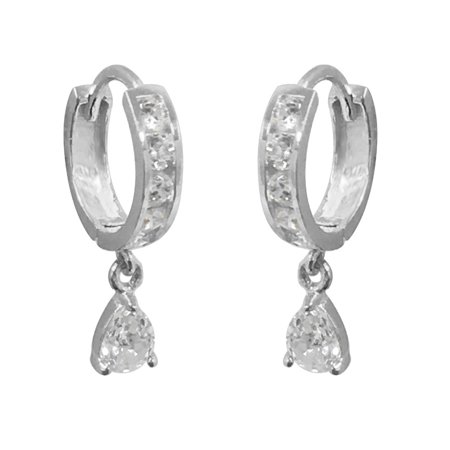Children S 14k Solid White Gold Baby Huggie Hoop 2x10 Mm Pear Shape Children S 14k Solid White Gold Baby Huggie Hoop 2x10 Mm Pear Shape Cubic Zirconia Earrings