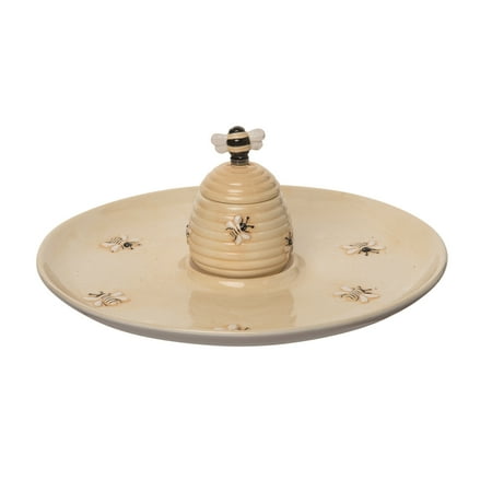 

Transpac Dolomite 12.25 in. Brown Beehive Chip and Dip with Spreader Set of 3