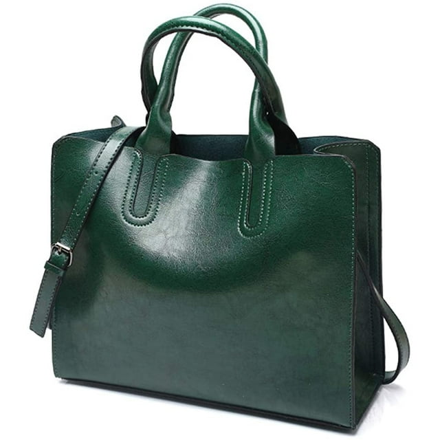 LHSHID Women Fashion Tote Handbags Lightweight PU Leather Satchel Shoulder Bags Retro Oil Wax Handle Purse