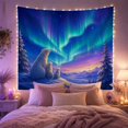 thumbnail image 2 of Polar Bear Family Under Northern Lights Dreamy Fantasy Style for Wildlife Lovers Arctic Wall Decor Christmas Gift Tapestry Wall Hanging for Bedroom, Nursery and Living Room, 2 of 7