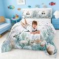 thumbnail image 3 of Manfei Sea Lion Underwater Coral Seashell Queen Comforter Set for Kids Boys and Girls, Nautical Marine Life Print Bedding Comforter Set, Stars Reversible 3-Piece, 1 Comforter and 2 Pillowcases, 3 of 6