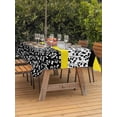 thumbnail image 4 of 60x120 Inch Outdoor Tablecloth with Umbrella Hole Zipper Rectangle Black Yellow Rectangular Tablecloths Outside Waterproof Garden Floral Stripe Aesthetic Flower Boho Patio Table Cover for Picnic, 4 of 8