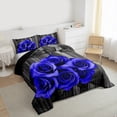thumbnail image 3 of YST Couple Wedding Comforter Valentine'S Day Rose Floral Bedding Set Queen Romantic Royal Blue Rose Comforter Set For Girls Women Pastoral Farmhouse Flowers Quilt Duvet Insert 2 Pillow Cases, 3 of 7