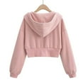 thumbnail image 5 of Lovskoo Womens Zip Up Hoodies Cropped Sweatshirts Spring Fall Clothes Casual Hooded Jacket Tops Winter Clothes Pink, 5 of 9