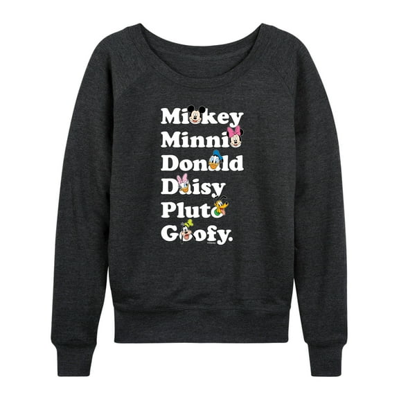 Mickey & Friends - Character List - Women's Lightweight French Terry Long Sleeve Shirt