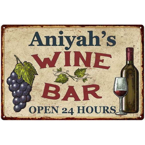 Aniyah's Rustic Wine Bar Sign Wall Décor Kitchen Gift 12x18 Metal 112180056568