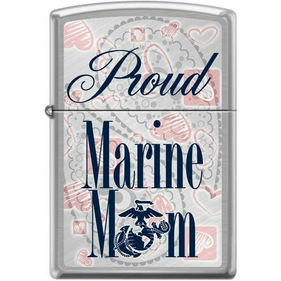 Zippo Lighter- Marine Corps USMC Proud Mom Brushed Chrome Lighter #Z5130