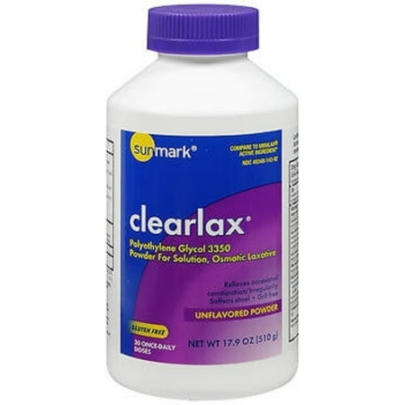 sunmark clearlax - Laxative - Unflavored Powder - 17.9 oz. 17 Gram Strength - Polyethylene Glycol 3350