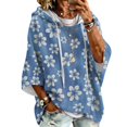 thumbnail image 2 of Women's Oversized 3/4 Sleeve Hoodie Pullover Hooded Drop Shoulder Sweatshirt Casual Trendy Fall Fashion Pullover Tops, 2 of 6