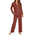 thumbnail image 4 of FOR U DESIGNS Hot Dog Dachshund Womens Button Down Pajama Sets Long Sleeve Button Up Pajamas for Women 2 Pack Size 3XL Jogger Loungewear Pants and Tops Sleepwear Pjs, 4 of 7