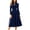 Dark Blue 37, variant on Karymi Stand‑Collared V‑Neck Long‑Sleeve Solid Midi Dresses for Women, High‑Waist A‑Line Formal Dress