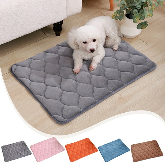 Self Warming Pet Mat, Extra Warm Thermal Dog Crate Pad for Indoor Outdoor Pets, Washable Anti-Slip Kennel Mat for Medium Small Dogs and Cats (Gray)