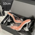thumbnail image 1 of Large Size 44 45 Fashion Clear PVC Transparent High Heels Sandals Women Shoes Rhinestone Sunflower Sandals Summer Shoes FGS, 1 of 7