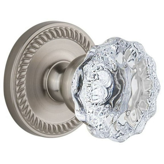 Grandeur Newfon_Psg_238 Newport Solid Brass Rose Passage Door Knob Set - Nickel