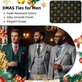 thumbnail image 7 of HISDERN Mens Ties Christmas Pattern Pre-tied Black Tie Pocket Square Cufflink Matching Set Fomal Dress Tie, 7 of 7