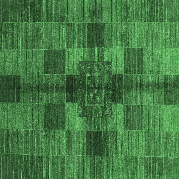 Ahgly Company Indoor Square Checkered Emerald Green Modern Area Rugs, 3' Square