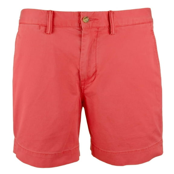 Men's Stretch Straight Fit 6 Inch Flat Front Chino Shorts Red 30