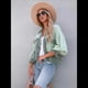 thumbnail image 5 of Chaqueta Informal de Larga con Solapa para Mujer, Otoño e Invierno, con Lavado y Cepillado en Color Contrastante. Verde L, 5 of 10