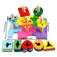 thumbnail image 3 of Elephant Wisdom Five Pillars Children's Wooden Puzzle Shape Building Blocks, 3 of 8
